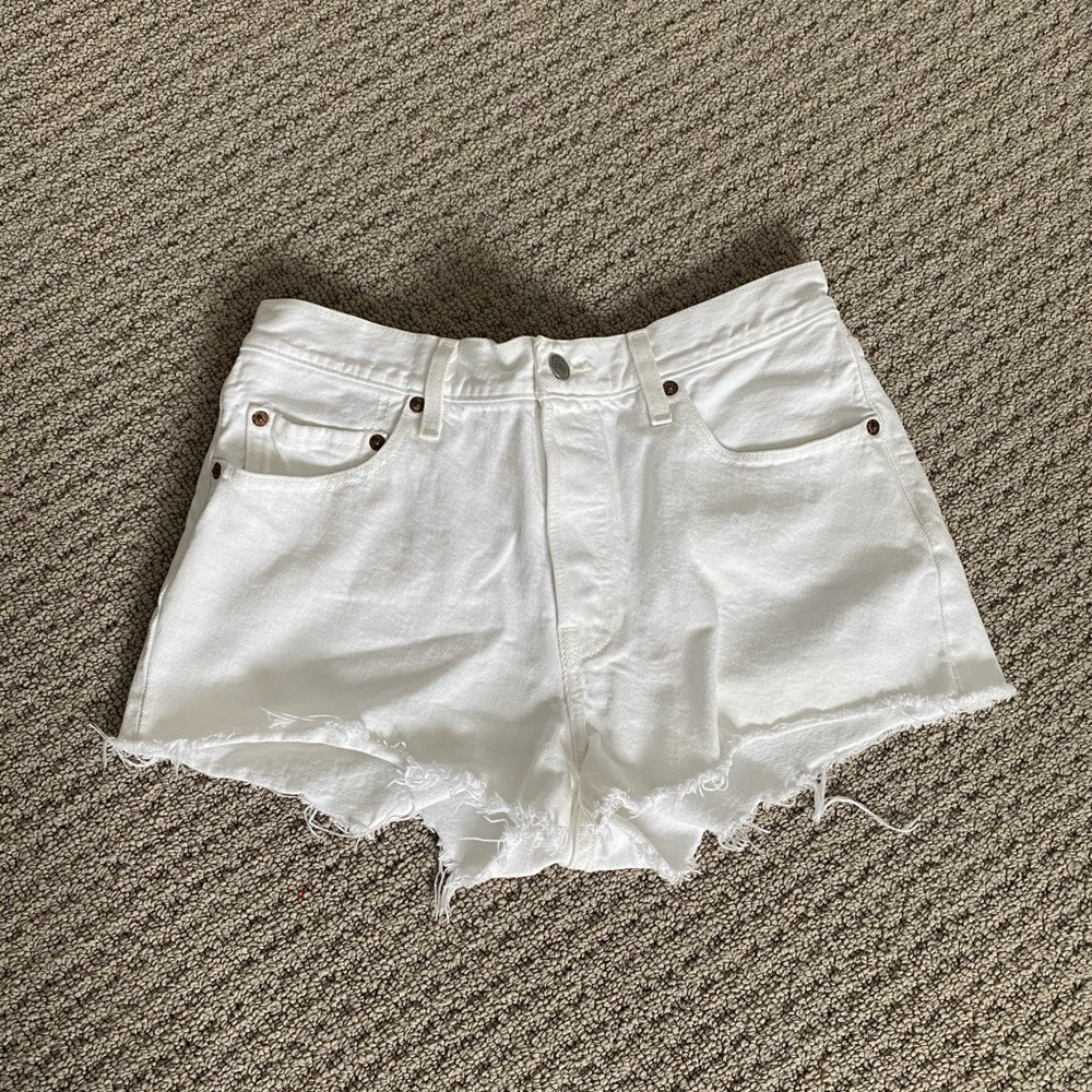 White Levi Shorts